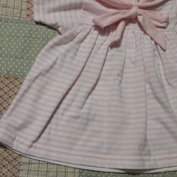 Pink Striped Sailor Type Baby Dress with Bow - Picture 6 of 9
